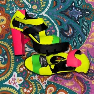 Cape Robbin Neon Yellow and Pink Heels